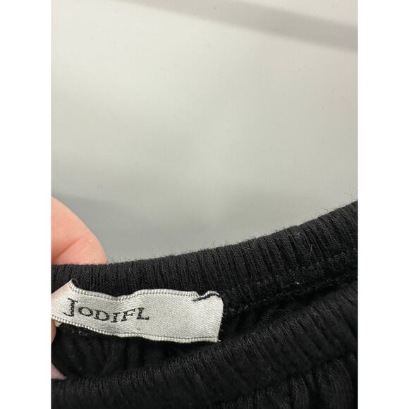 Jodifl Solid Black Short Sleeve Round Neck Maxi Dress Women's Size Large L - Picture 4 of 7